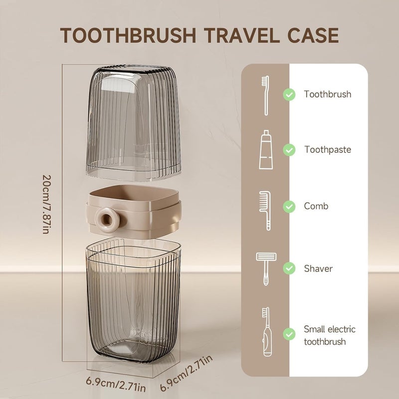 ZORGONS Toothbrush Travel Case, 2 in 1 Toothbrush Holder and Rinse Cup, Large Capacity Toothbrush Cup with Cover, Portable Travel Toothbrush Holder for Traveling, Camping, Trip - 1Pcs - Image 2